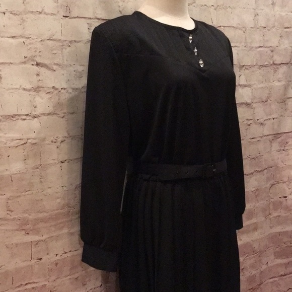 Vintage NEW 80s BLAIR Modest Secretary Dress Black - Picture 3 of 4